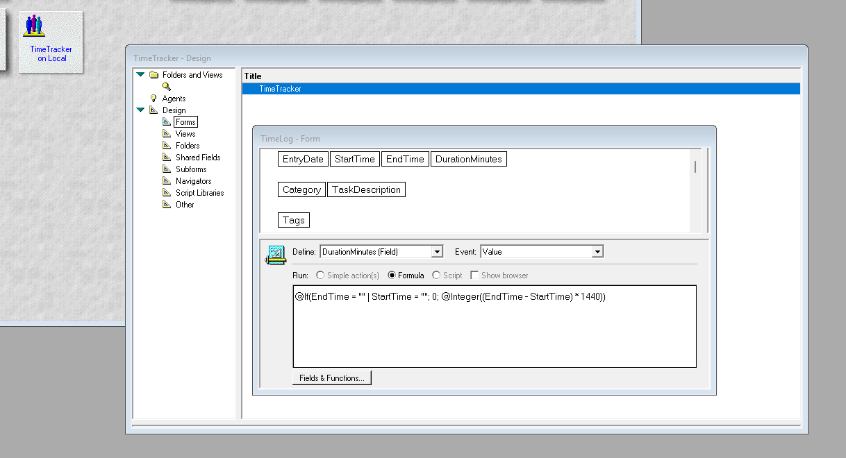 Screenshot of Notes designer