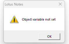 Screenshot of runtime error
